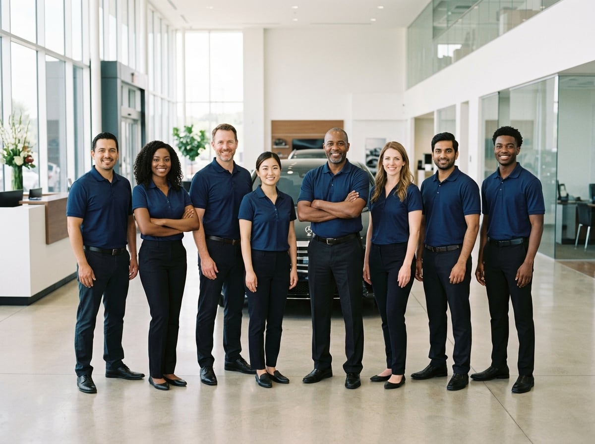 AutoFlow team of professional automotive transport drivers in uniform